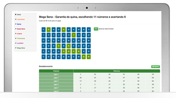 Interface prática do programa de desdobramento Loteca, Mega Sena e outros. Interface prática do programa de desdobramento Loteca, Mega Sena e outros.